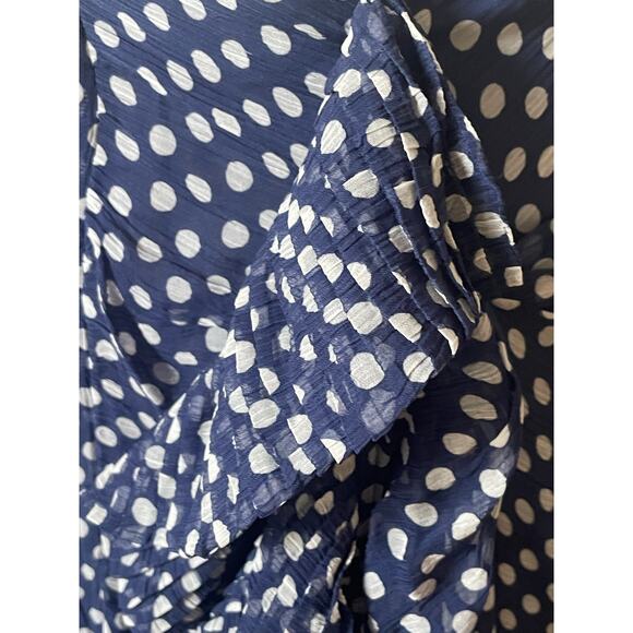 NWT J.CREW Navy & White Polka Dot Ruffled Midi Skirt Size 4 - Picture 3 of 6
